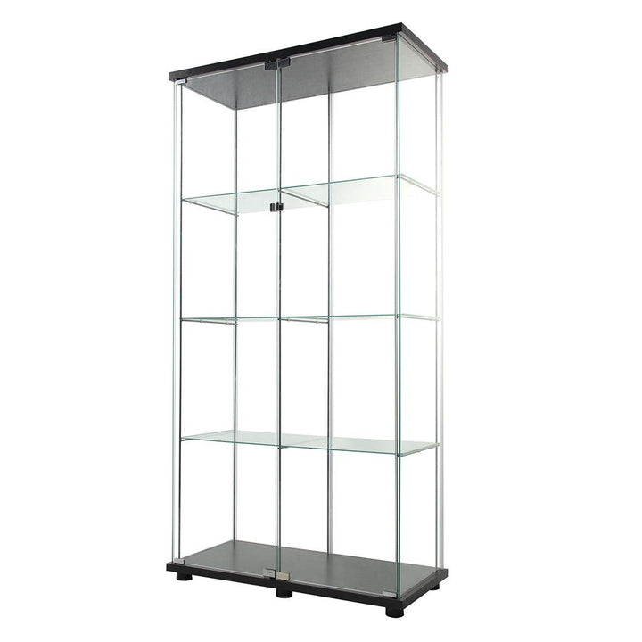 Glass Display Cabinet 2 Doors Collections Storage - Black