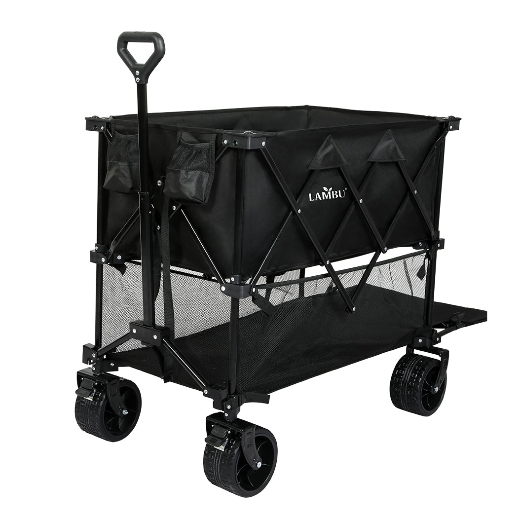 Lambu Folding Wagon Cart 400L Double Decker Camping Shopping Trolley Wheels