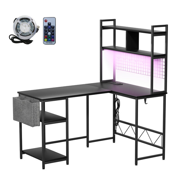 L Shaped Gaming Desk with LED Lights.