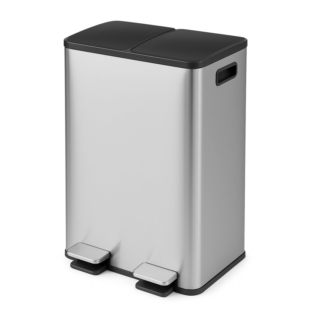 60L Pedal Bin Stainless Steel Kitchen Trash Waste Can Recycling Dustbin