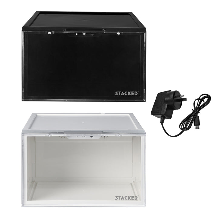 White LED Shoe Storage Box Lighted Sneaker Display Case Voice Anti-oxidation