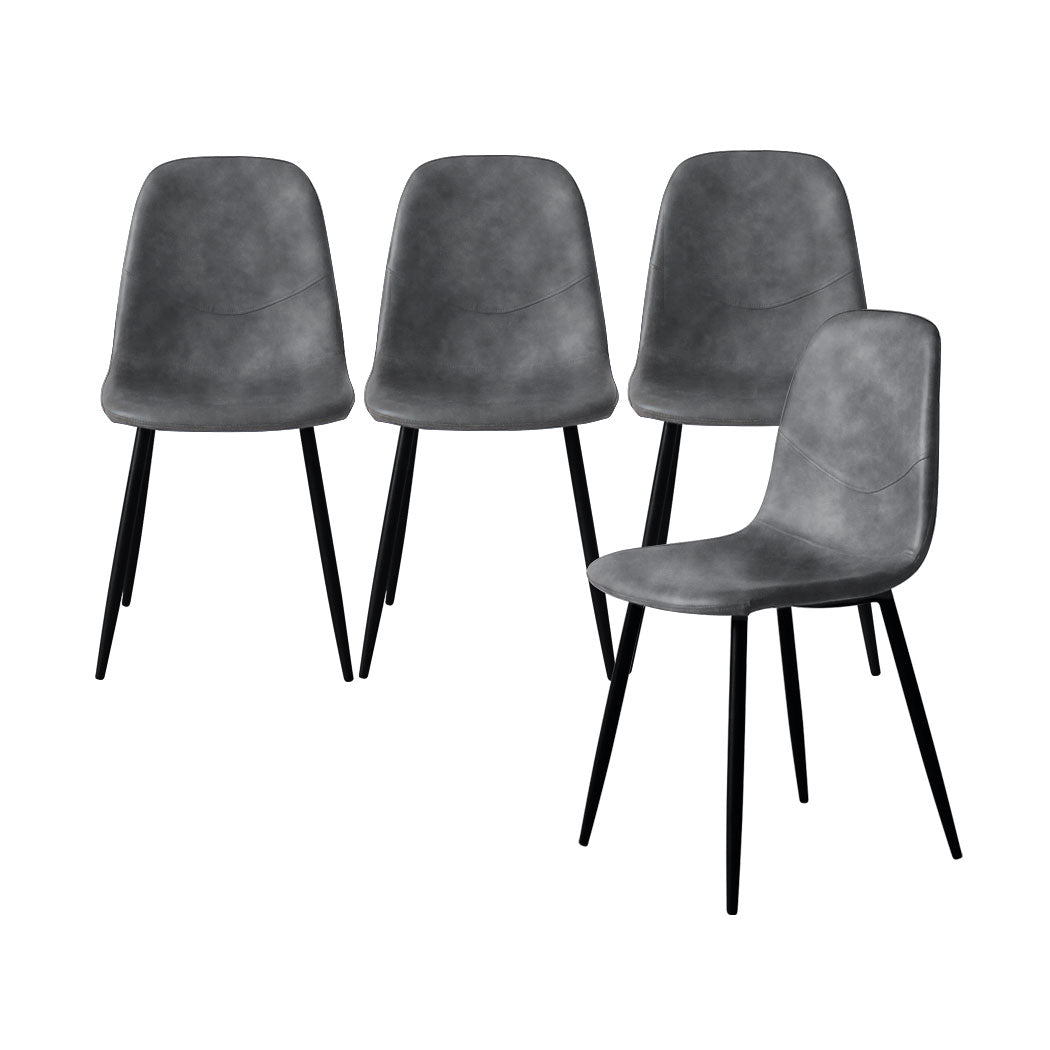 Levede 4x Dining Chairs Kitchen Eames Accent Chair Lounge Room Padded PU Leather