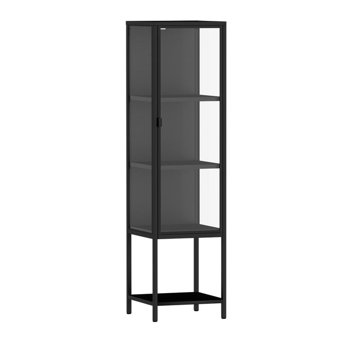 Display Cabinet With Glass Door Steel Frame Black