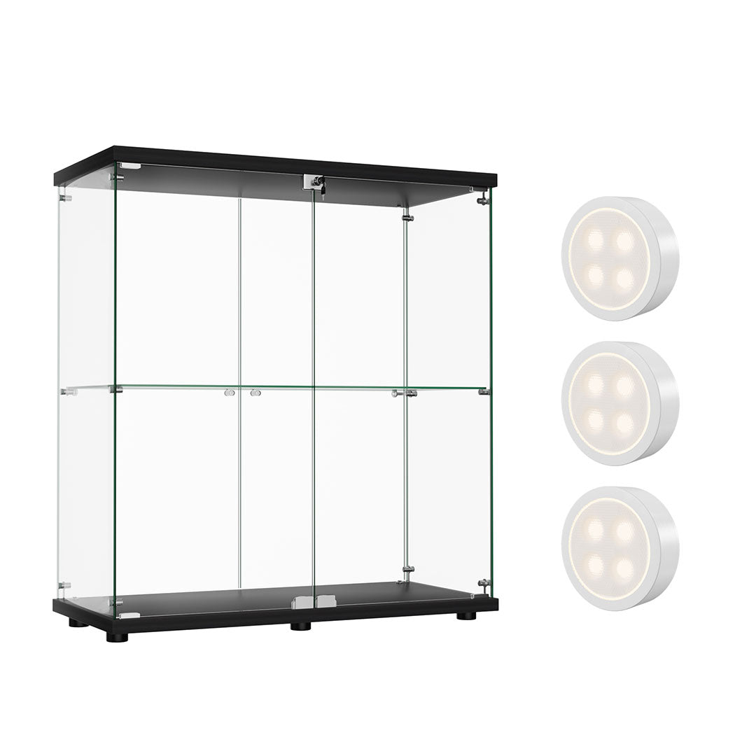 Tempered Glass Display Cabinet With 3 RGB Lights Collections Lockable