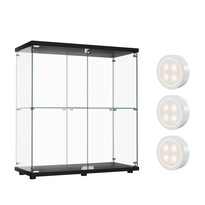 Tempered Glass Display Cabinet With 3 RGB Lights Collections Lockable