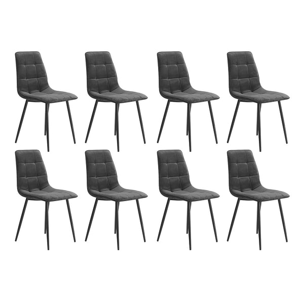 Velvet Dining Chairs Set of 8 – Retro Padded Seats Grey.