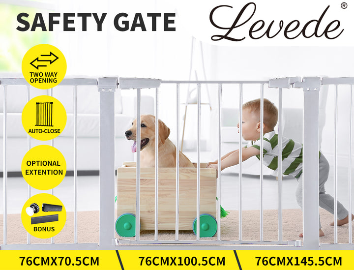 Levede Baby Safety Gate Adjustable Pet Black Ramp - Levede