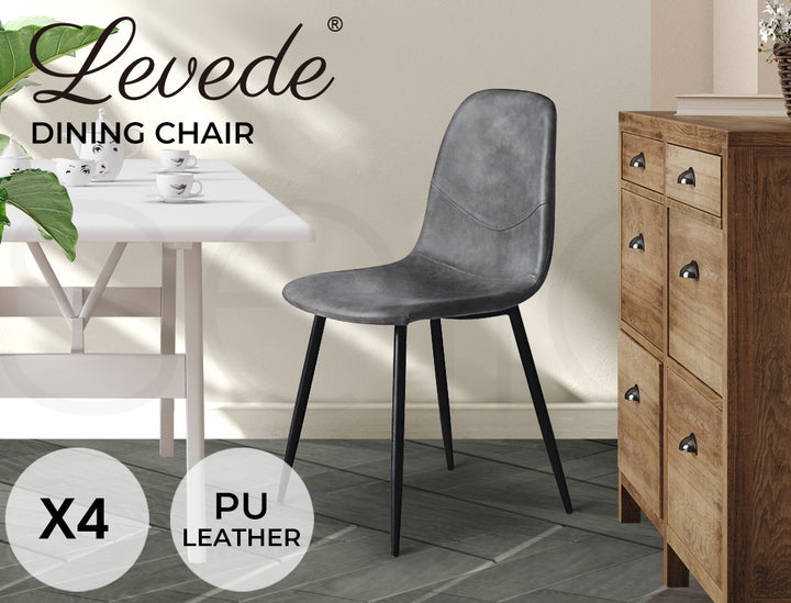 Levede 4x Dining Chairs Kitchen Eames Accent Chair Lounge Room Padded PU Leather