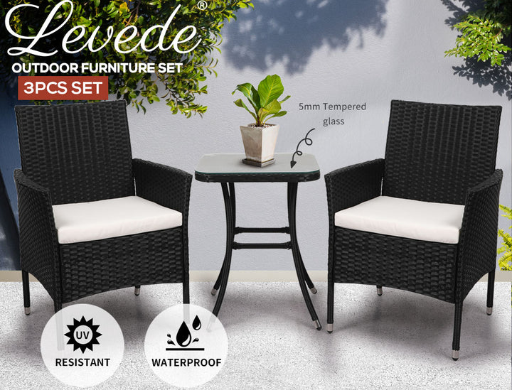 Levede 3 Pcs Outdoor Furniture Setting - Levede