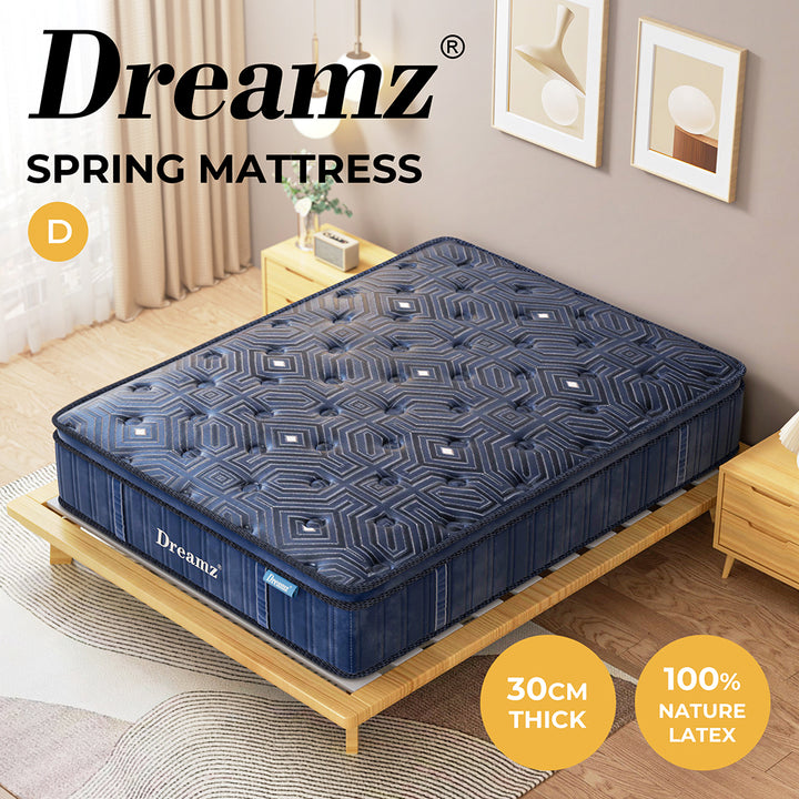 DreamZ Spring Mattress Euro Top - 30CM Thickness for Ultimate Comfort - Levede