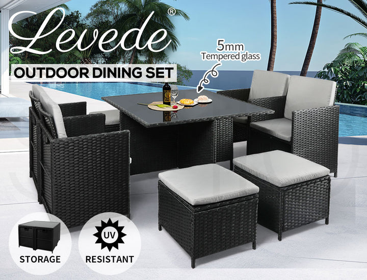 Levede 9PCS Outdoor Table Chair Set - Levede