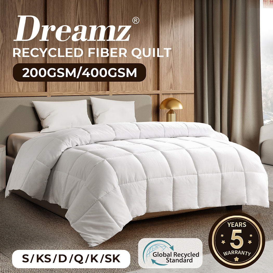 Dreamz Renewable Fiber Quilt 200 GSM & 400 GSM - Soft & Comfortable - Levede