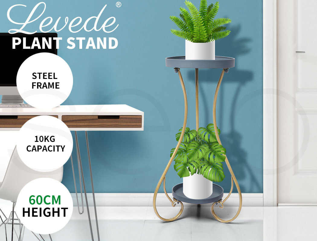 Levede Plant Stand 2 Tiers for Indoor and Outdoor Use - Medium