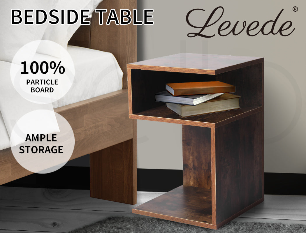 Levede Bedside Tables Drawers Side Table in Wood and Oak Finish