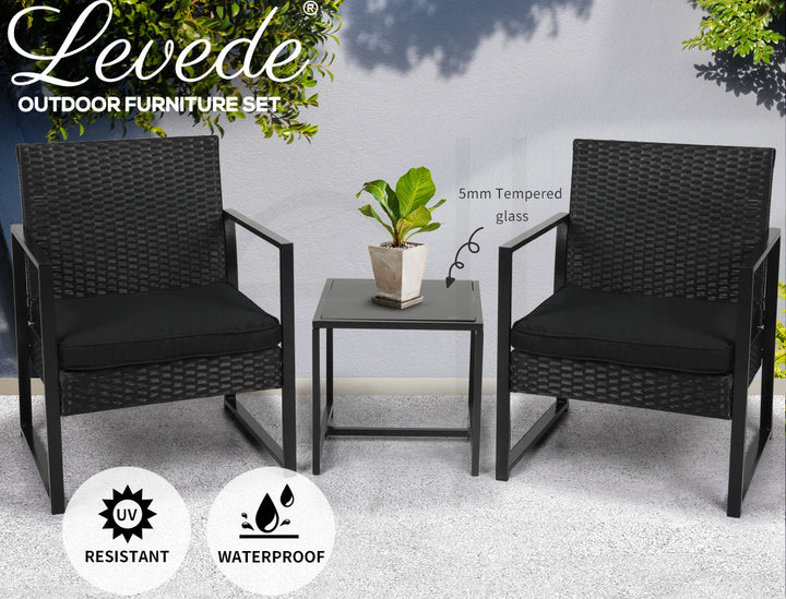 Levede 3 Pcs Outdoor Furniture Set Chair - Levede