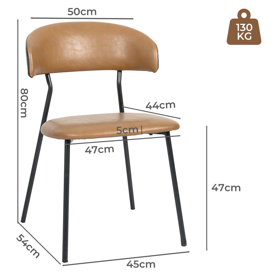 2x Dining Chairs PU Leather Padded Seat Kitchen Lounge Cafe Stackable