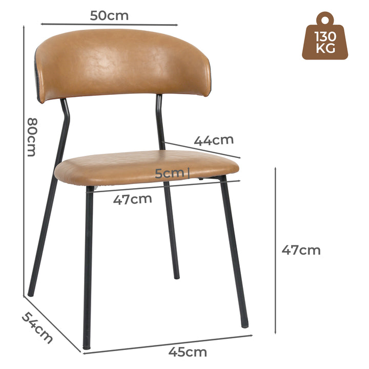 2x Dining Chairs PU Leather Padded Seat Kitchen Lounge Cafe Stackable