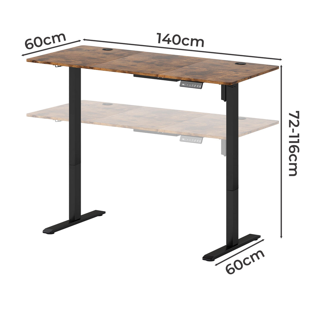 Electric Standing Desk Height Adjustable Gaming Desk 140cm Vintage Oak