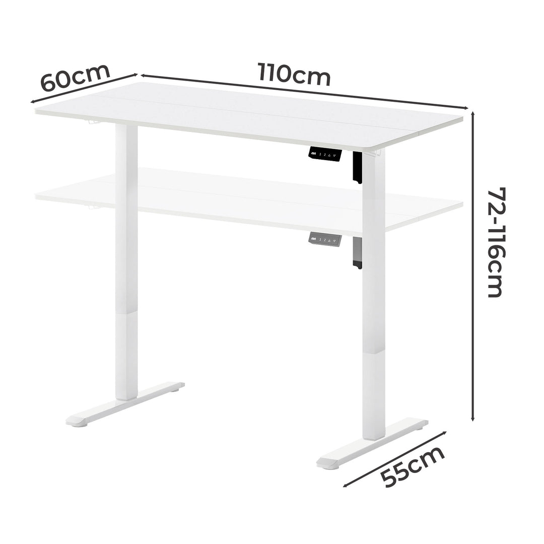 Electric Standing Desk Height Adjustable Gaming Desk Table 110cm White