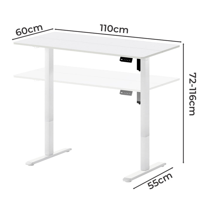 Electric Standing Desk Height Adjustable Gaming Desk Table 110cm White
