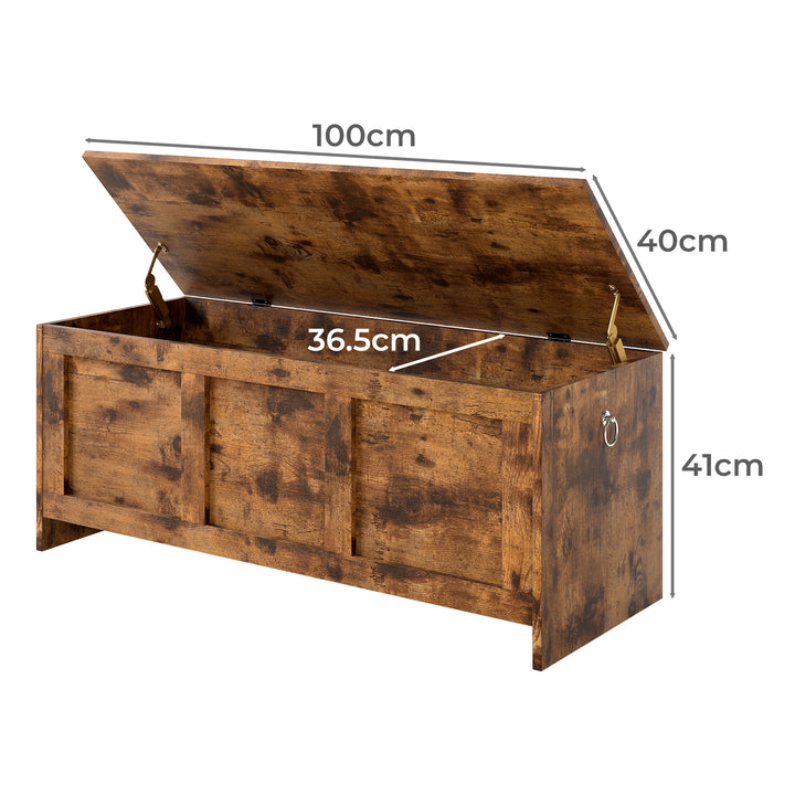 Storage Bench Rustic Wooden Cabinet Chest Table Toy Box Indoor Furniture