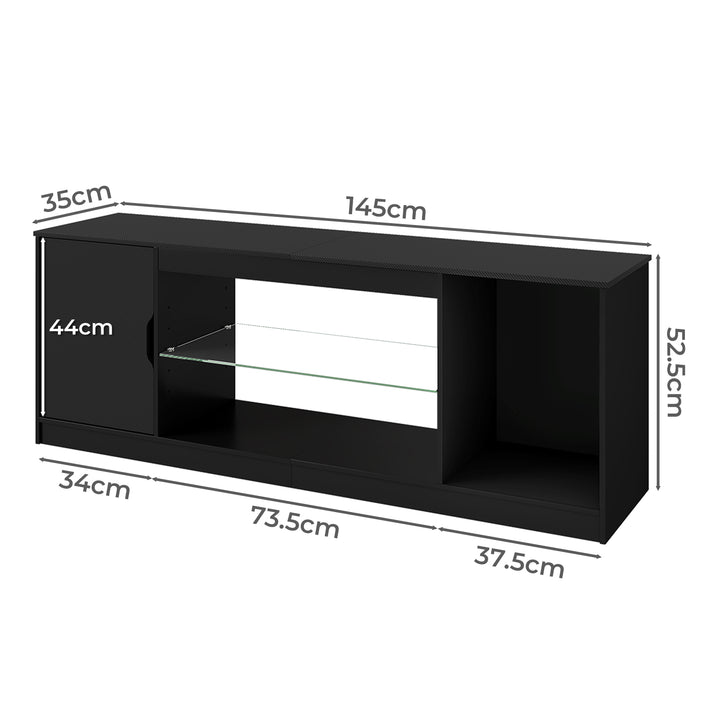 TV Stand Entertainment Unit TV Cabinet Stand Storage with LED Black
