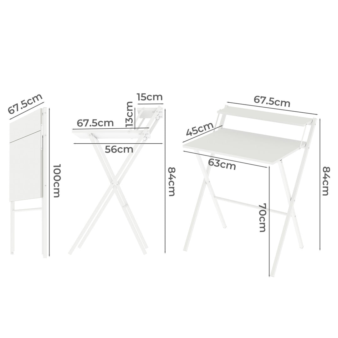 Foldable Computer Desk Office Study Workstation with Monitor Shelf