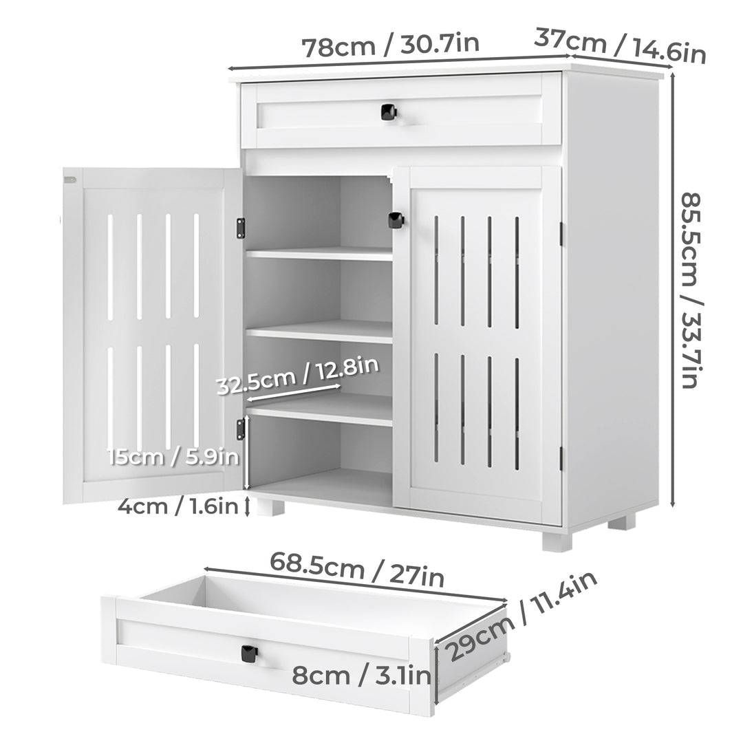 Shoe Cabinet 4-Tier Door Entryway Storage Rack Organizer Cupboard White