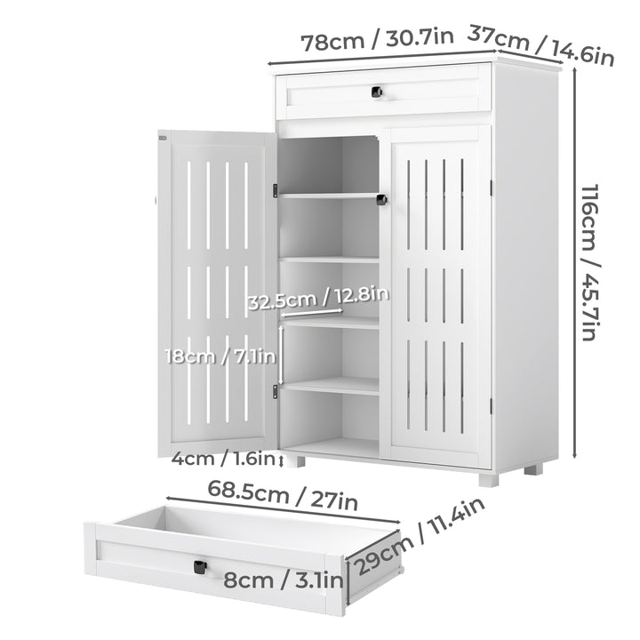 Shoe Cabinet 5-Tier Door Entryway Storage Rack Organizer Cupboard White