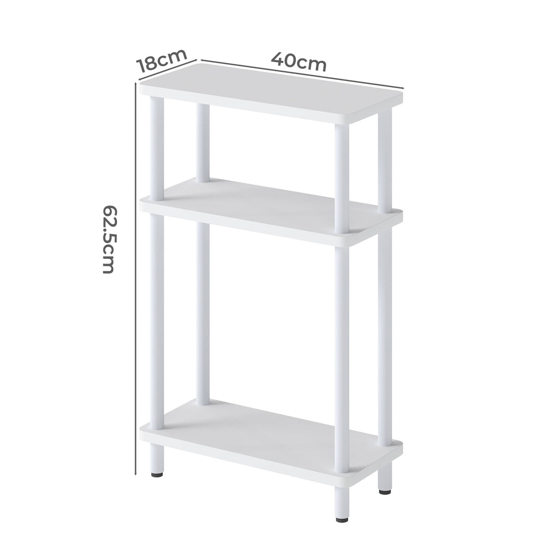 3‑Tier Side Table Bedside Table End Table Storage Shelf Compact White