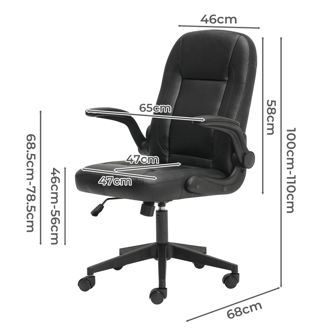 Executive Office Chair Adjustable Height Computer Work PU Leather Seat