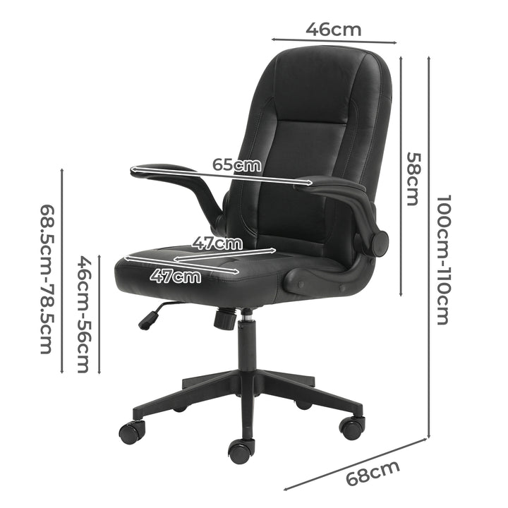 Executive Office Chair Adjustable Height Computer Work PU Leather Seat