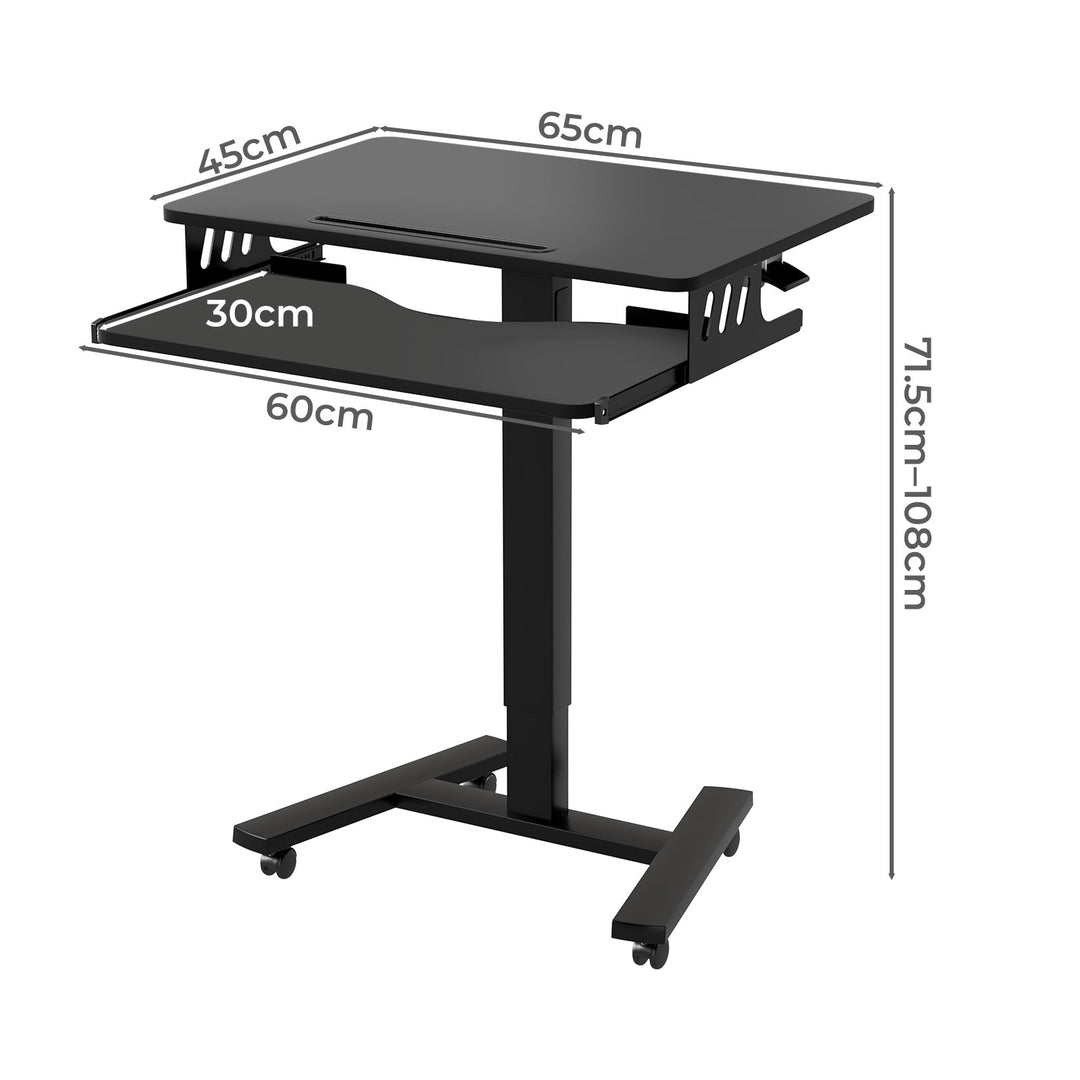 Mobile Standing Desk Adjustable Height Computer Table Keyboard Tray White