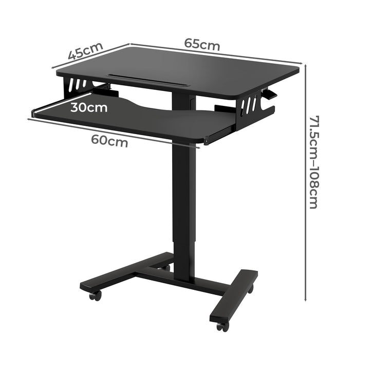 Mobile Standing Desk Adjustable Height Computer Table Keyboard Tray White