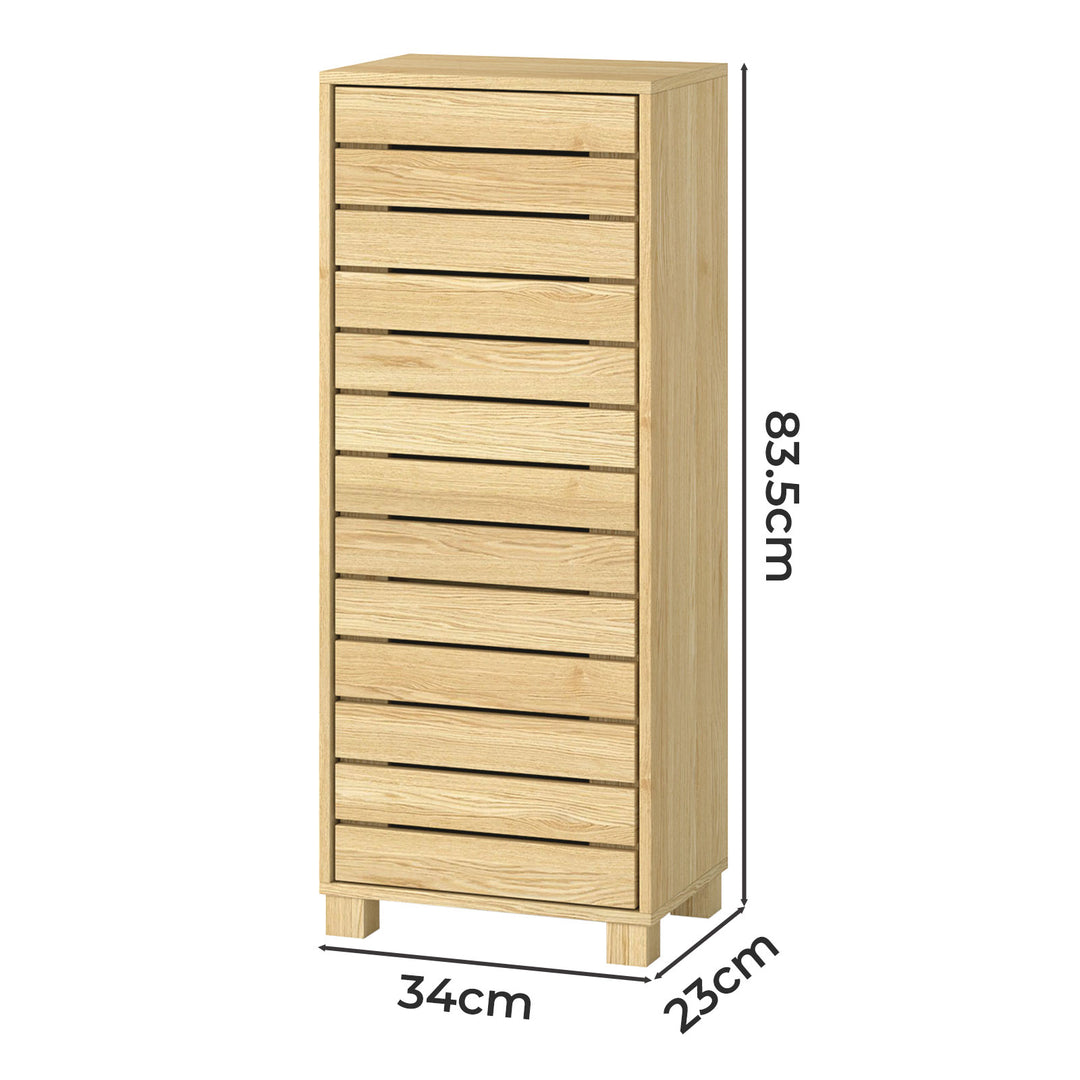 Bathroom Storage Cabinet Handleless Wood Floor Shelf Unit Cupboard Oak