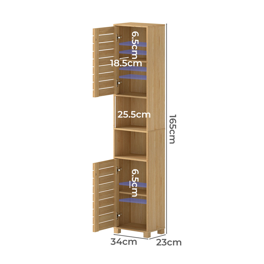 Tall Bathroom Cabinet Storage 165cm Tallboy Adjustable Shelf Cupboard