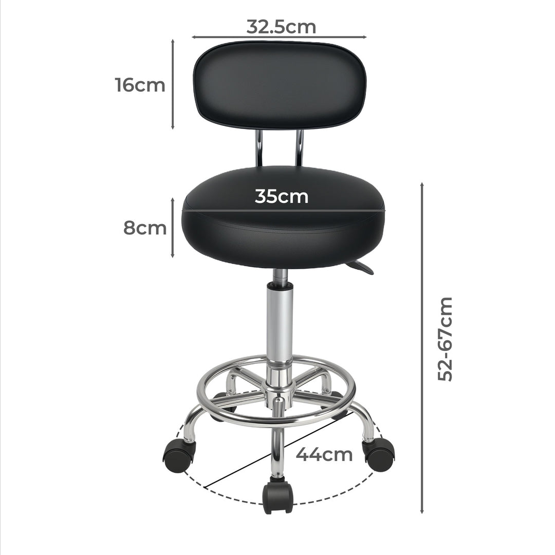 Swivel Office Chair Round Rolling Stools PU Leather Height Adjustable