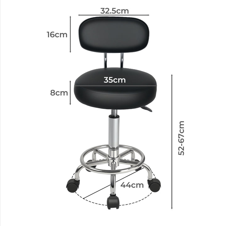 Swivel Office Chair Round Rolling Stools PU Leather Height Adjustable