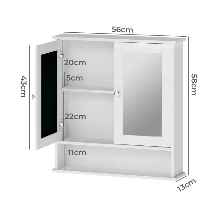 Bathroom Mirror Cabinet Storage Toilet Cupboard Wall Mounted Shelves