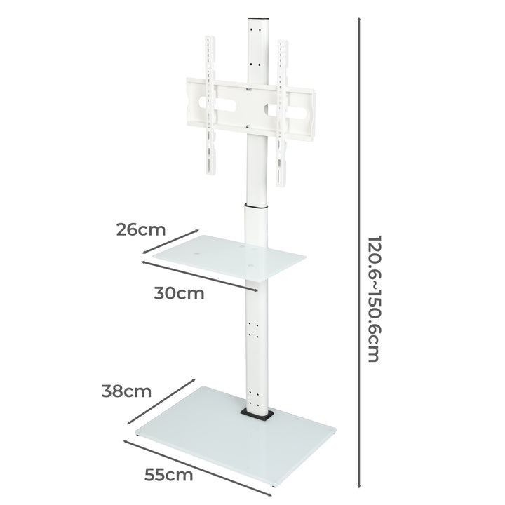 TV Floor Stand 32-65 Inch Universal Swivel Height Adjustable Mount White