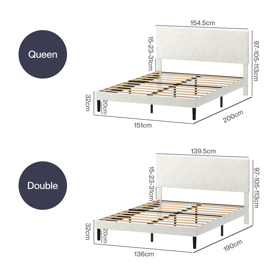 Bed Frame Upholstered Adjustable Headboard Mattress Base