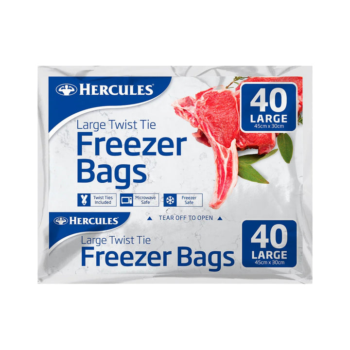 Hercules Tear-Off Freezer Bags Large 40pk x4