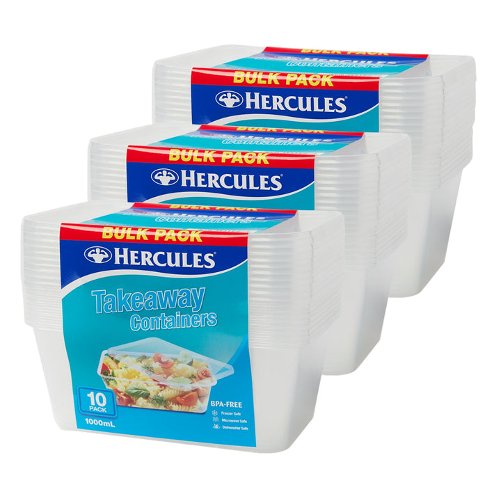 Hercules Takeaway Food Containers 10pk x 1000ml x3