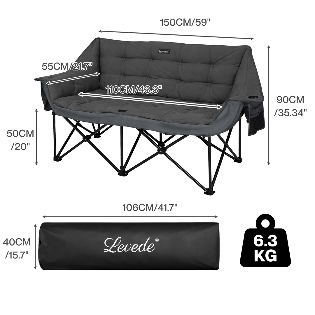 Double Camping Chair Folding Outdoor Portable Fishing Picnic Travel Seat