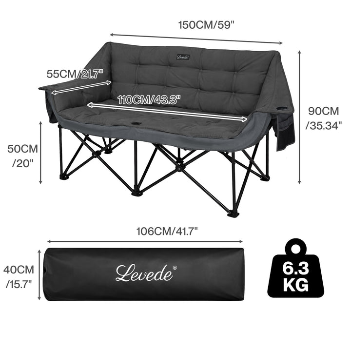 Double Camping Chair Folding Outdoor Portable Fishing Picnic Travel Seat