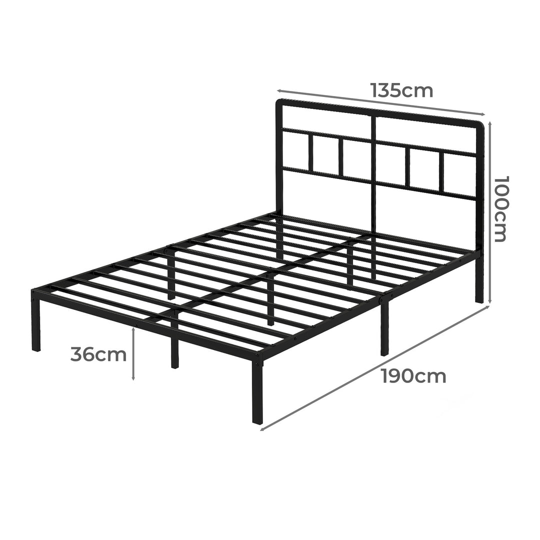 Double Bed Frame Metal Base Platform Headboard Heavy Duty Mass Storage