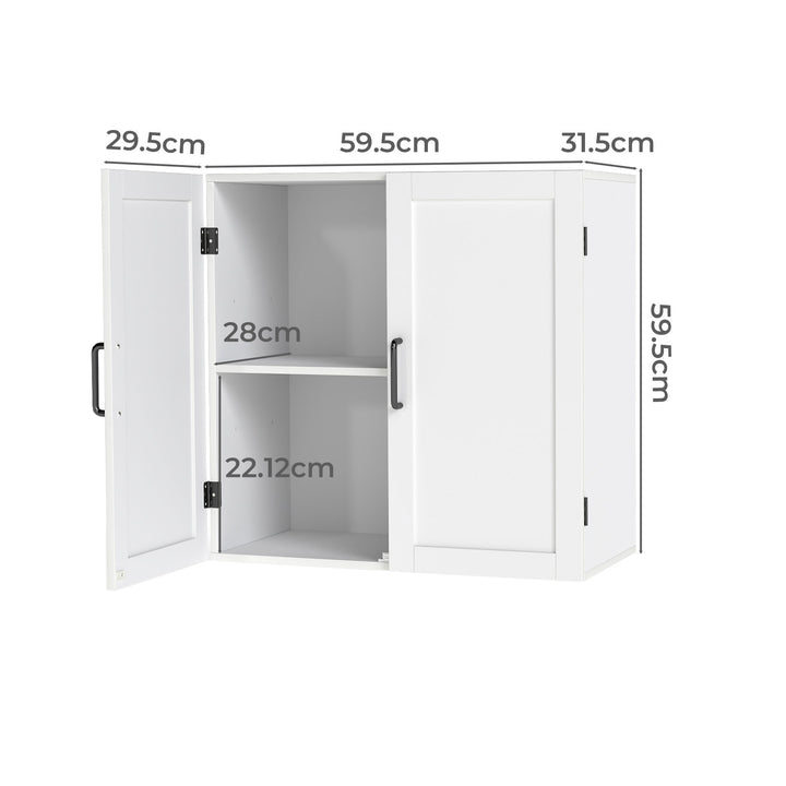 Wall Cabinet Hanging Mounted Kitchen Cupboard Storage Organiser White