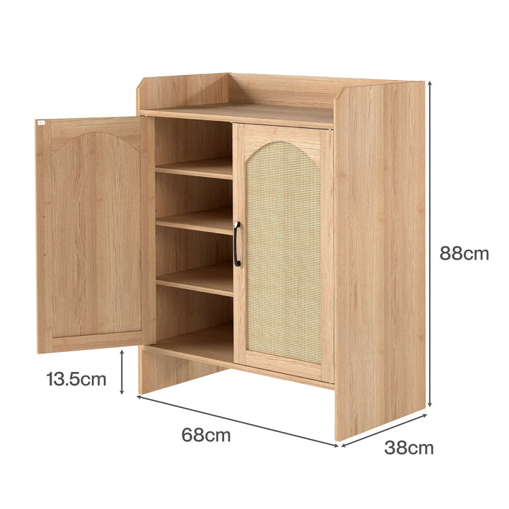 5 Tier Shoe Cabinet Wooden Double Door Storage Rack Organiser Entryway