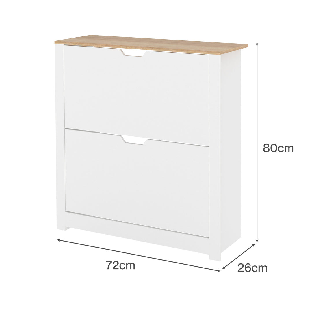 Narrow Shoe Cabinet Organiser Storage Rack Flip-up Drawer 12 Pairs White
