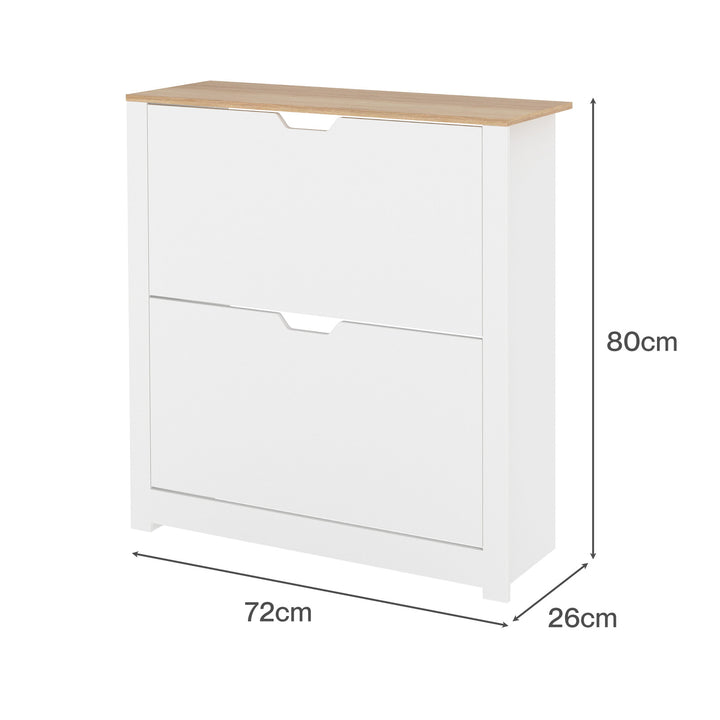 Narrow Shoe Cabinet Organiser Storage Rack Flip-up Drawer 12 Pairs White